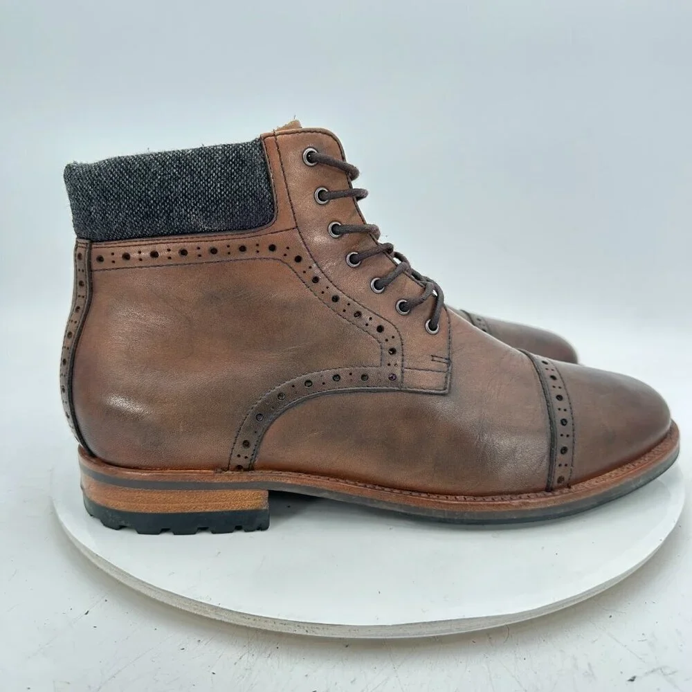 Warfield & Grand Presidio Men Size 8.5 Brown Leather Cap Toe Brogue Ankle Boot